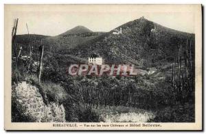 Old Postcard Ribeauville View Of The Three Castles And Hotel Bellevue