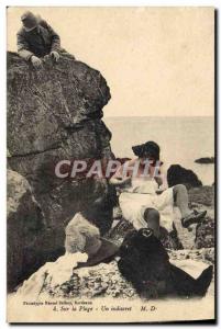 Old Postcard erotic Nude Woman on the beach An indiscreet