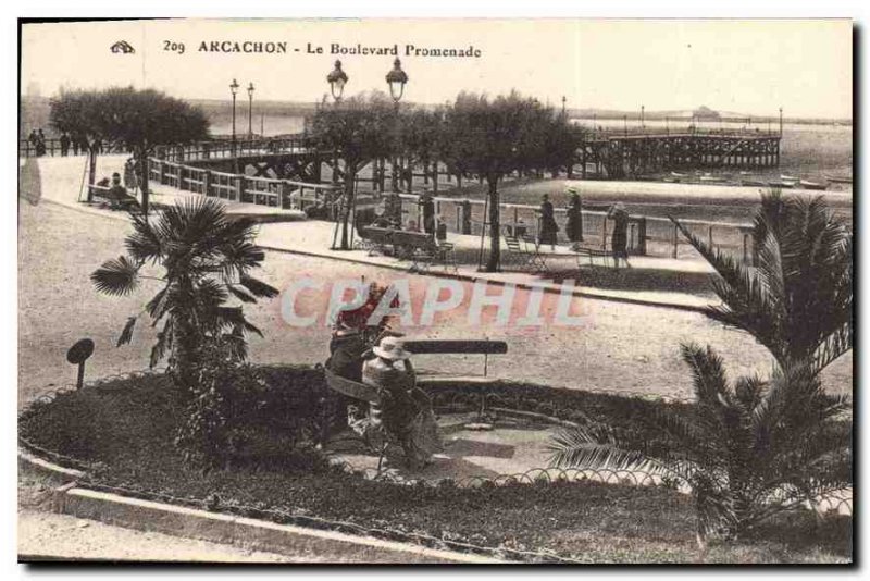 Old Postcard Arcachon Boulevard Walk