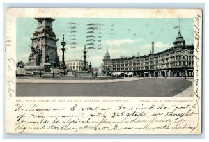 1906 Hotel English and Army and Navy Monument Indianapolis IN Postcard