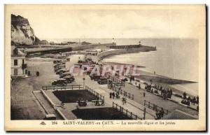 Old Postcard St Valery en Caux New breakwater and piers