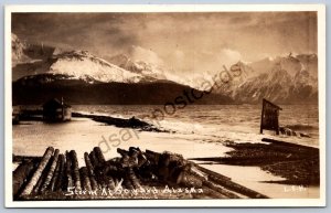 K49/ Seward Alaska RPPC Postcard c1910 Storm Mountains Home 473