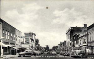 Salem Illinois Main Street Lyric Theatre, Hanes Cafe c1930-50s Vintage Postcard
