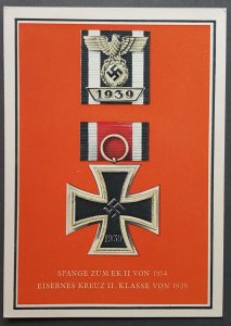 THIRD 3rd REICH ORIGINAL CARD - WW2 WEHRMACHT KNIGHT CROSS WITH CLASP & RIBBON