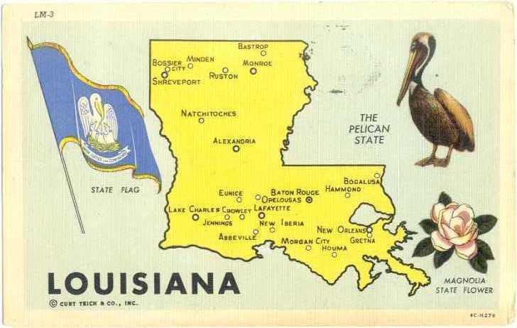 Linen of Louisiana Map Card LA