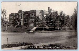 Ladysmith Wisconsin WI Postcard RPPC Photo High School Building c1940's Vintage