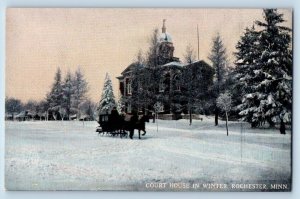 Rochester Minnesota Postcard Court House Winter Exterior c1910 Vintage Antique