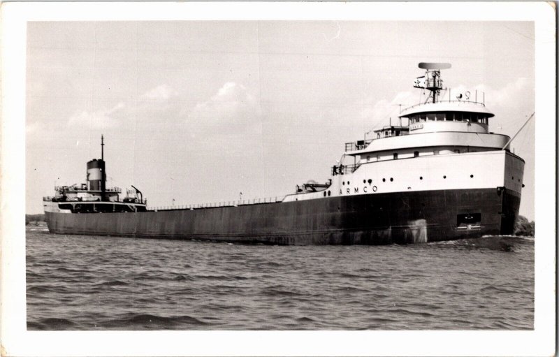 Kodak RPPC Postcard MI Marine City Freighter Armco Great Lakes Ship 1960 K70 