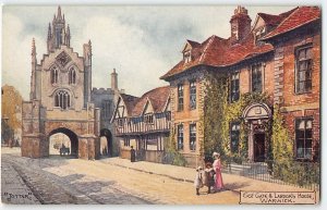 East Gate & Landor's House WARWICK England Pictorette Art 1910s Vintage Postcard