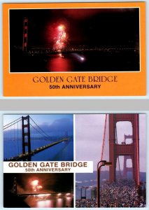 2 Postcards GOLDEN GATE BRIDGE, San Francisco CA ~ 50th Anniversary 1987~ 4x6