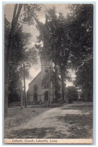 c1950 Catholic Church View Dirt Road Entrance Lakeville Connecticut CT Postcard