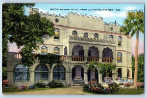 St. Augustine Florida FL Postcard Castle Warden Hotel Driveway Entrance c1940's