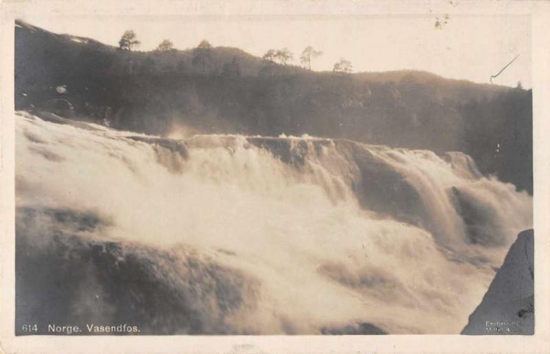 Vasendfos Norway Water Falls Scenic Real Photo Antique Postcard J45975