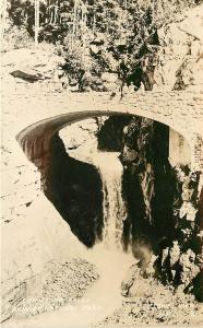 c1930s RPPC Postcard Stone Bridge, Christine Falls, Rainier National Park WA, PV 
