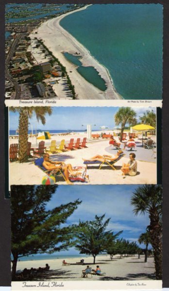 FL Lot 3 Treasure Island Beach Florida Postcards Gulf of Mexico