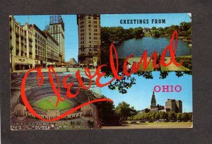 OH Greetings From Cleveland Ohio Postcard Stadium