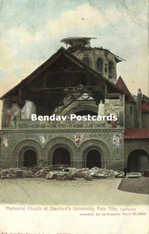 Palo Alto, Cal., Memorial Church Stanford's University wrecked Earthquake 1906