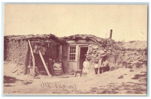 c1940 When Settlers Western Lumber Dugout Homes Wichita Kansas Vintage Postcard