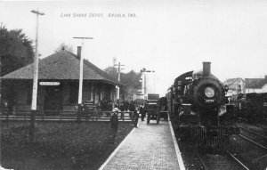 J12/ Angola Indiana RPPC Postcard? c40s Reprint? Lake Shore Railroad Depot 37