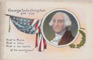 PATRIOTIC U.S.A. Postcard c1910 GEORGE WASHINGTON FIrst Peace Flag Memorial 161