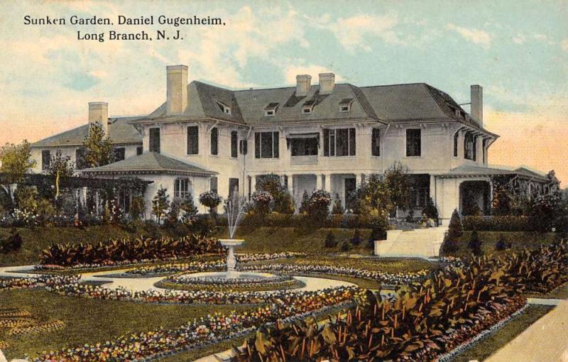 Long Branch New Jersey Sunken Garden Gugenheim Home Antique Postcard K61716