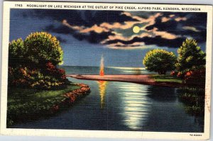 Postcard WATER SCENE Kenosha Wisconsin WI AK5811