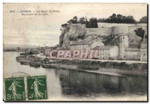 Old Postcard The Banks of the Rhone Avignon Boulevard Line