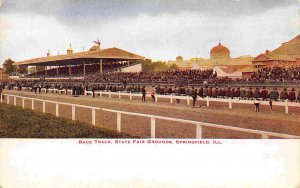 Horse Race Track State Fair Grounds Grandstand Springfield Illinois postcard 