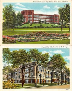 BATTLE CREEK, MI Michigan SOUTHEASTERN JUNIOR~CENTRAL HIGH SCHOOLS *2* Postcards