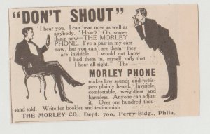 1910 Print Ad Morley Phone, Don't shout! Dept 700 Perry Bldg...