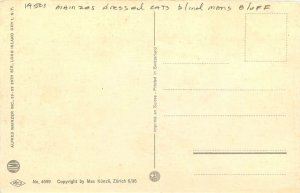 1950s Mainzer Dressed cats blind man bluff #4699 Postcard 25-2481