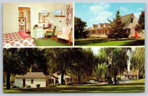 Lancaster Pennsylvania~The Willows Motel Interior & Outdoors Multi-View~Postcard