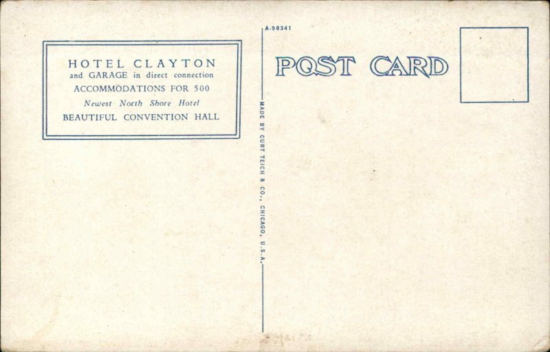 Waukegan Illinois IL Hotel c1920s Postcard