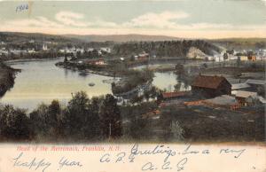 Franklin New Hampshire~Head of Merrimack Bird's Eye View~Houses Along Shore~1906