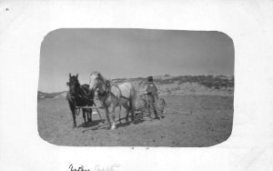 RPPC HORSES FARMING BLACK AMERICANA HUTCHINSON KANSAS REAL PHOTO POSTCARD 1915