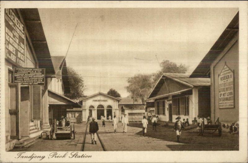 Tandjong Jakarta Indonesia Prick Station c1915 Postcard