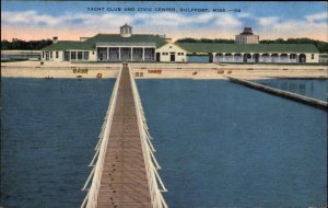 Gulfport Mississippi MS Yacht Club and Civic Center Vintage Postcard