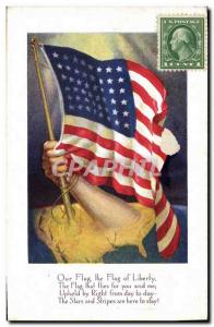Old Postcard Army Flag US Flag