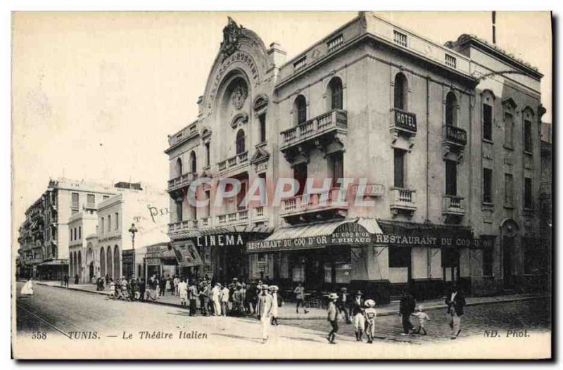 Old Postcard Tunis Cinema Italian theater