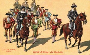 Vintage Postcard 1900's Bullfight Matadors Corrida de Coros La Cuadrilla Mexico