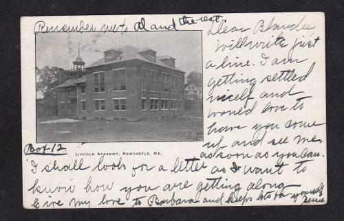 ME Lincoln Academy NEWCASTLE MAINE POSTCARD UDB 1906 PC