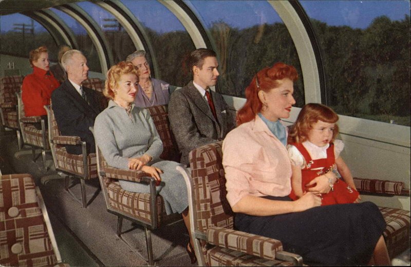 UP Union Pacific RR Railroad Astra Dome Interior c1950s Postcard