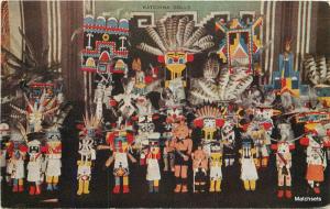 1952 Interior multi view of Kachina Dolls American Colotype Postcard 7629