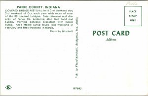 VINTAGE POSTCARD COVERED BRIDGE CAPITAL OF THE USA PARKE COUNTY INDIANA SIGNAGE