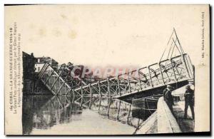 Old Postcard Army Creil The big metal bridge destroyed by the French in the G...