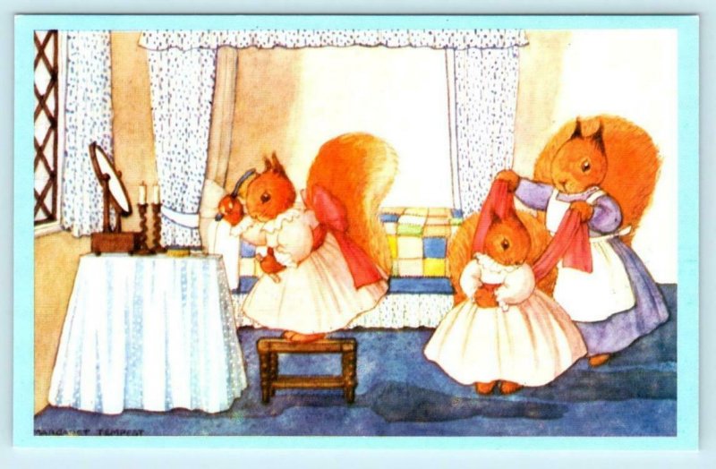 MARGARET TEMPEST  Dressed Squirrels DRESSING FOR THE PARTY Medici  Postcard