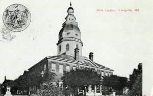 1910 STATE CAPITOL*ANNAPOLIS MARYLAND*COPPER HILL VIRGINIA POSTMARK*EAST RADFORD