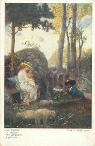 Pre 1920 art postcard E. Veith - The shepherd