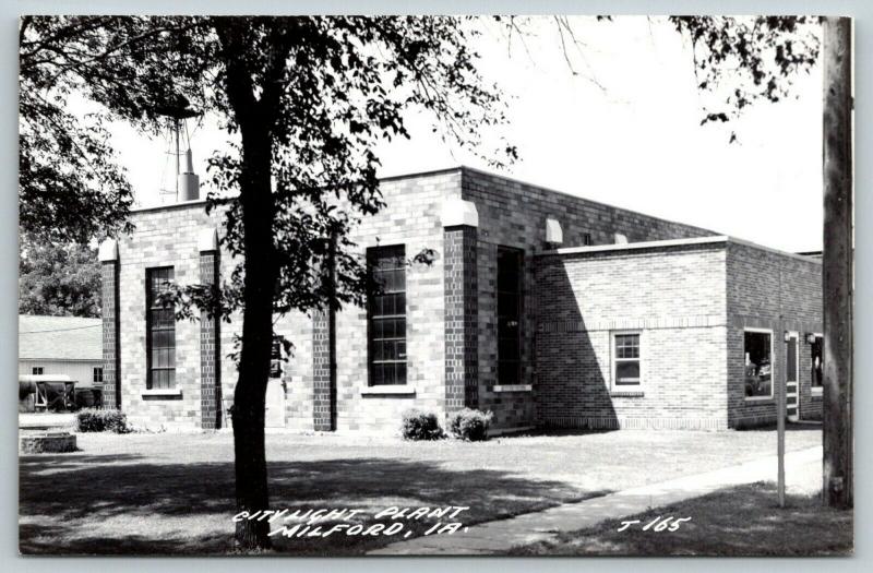 Milford Iowa~Shade Tree in Front of Art Deco City Light Plant~RPPC 1945 Postcard 