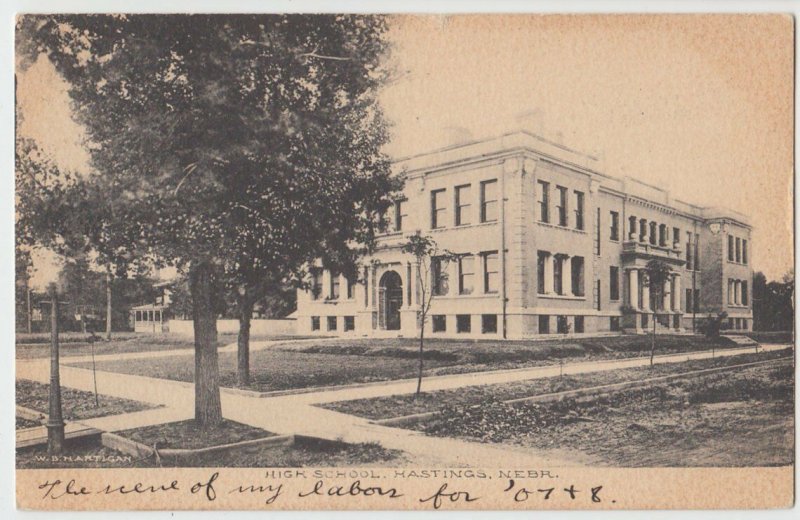 c1910 HASTINGS Nebraska Nebr Postcard HIGH SCHOOL N3